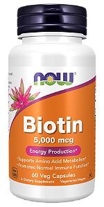 BIOTINA 5.000MCG (5MG) 60 CÁPSULAS NOW FOODS