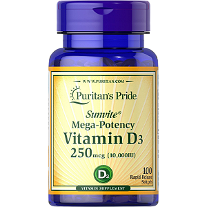 VITAMINA D3 10.000UI 100 CÁPSULAS PURITANS PRIDE
