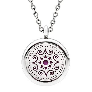 Colar Difusor Aromático Aço Inox 25mm - Mandala do Sol