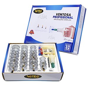 Kit Ventosas Para Ventosaterapia 32 Copos, Guacha, Prolongador, Manual e Vídeo Aula - Aprovado Pela Anvisa