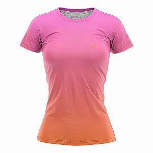Camiseta Feminina Fitness Laranja e Rosa