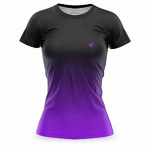 Camiseta Feminina Fitness Preto e Roxo