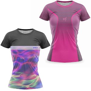 Kit 2 Camisetas Fitness Feminina - Joy e Flamber