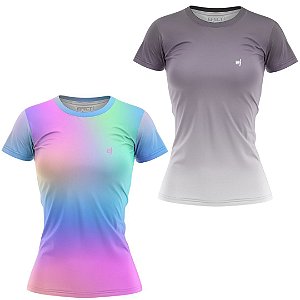 Kit 2 Camisetas Fitness Feminina - Tie Dye e PretoCinza