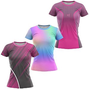 Kit 3 Camisetas Fitness Feminina - Sky - Tie Dye - Joy