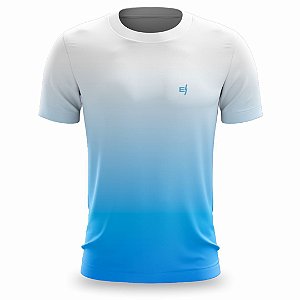 Camiseta Fitness Masculina Azul Branco