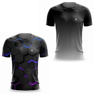 Kit 2 Camisetas Fitness Masculina - Plug e Black