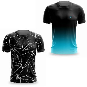 Kit 2 Camisetas Fitness Masculina - Storm e Preto Azul
