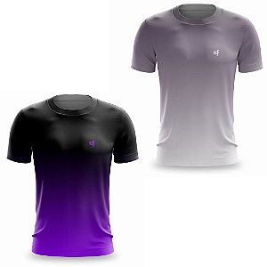 Kit 2 Camisetas Fitness Masculina - Purple e Preto Cinza