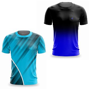 Kit 2 Camisetas Fitness Masculina - Sky Blue e BLUE