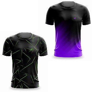 Kit 2 Camisetas Fitness Masculina - Neon Green e Purple