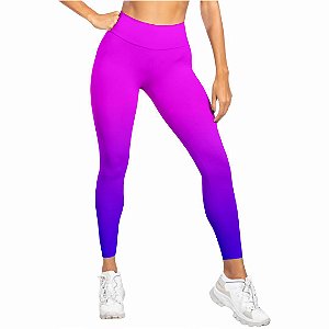 Calça Legging Estampada Degrade Rosa Azul