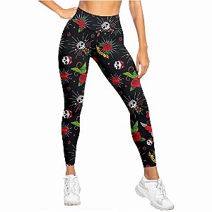 Calça Legging Estampada Caveira Mexicana Love