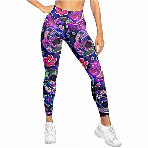 Calça Legging Estampada Caveira Mexicana Megui