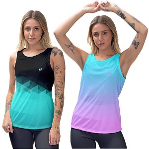 Kit 2 Regatas Fitness Feminina -Fit e Azul Lilás