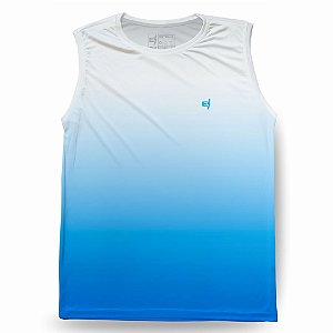 Regata Fitness Masculina Azul Branco