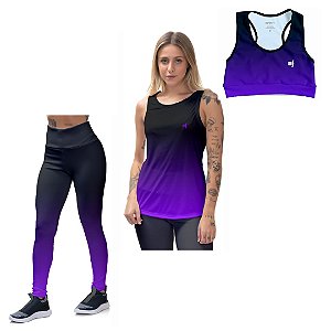 Conjunto Camiseta Regata Feminina Top Fitness Calça Legging Efect