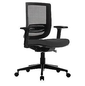 Cadeira Escritório Executiva Diretor Staff Try Rhodes Backsystem Braço Jetta Piramidal PU Preto