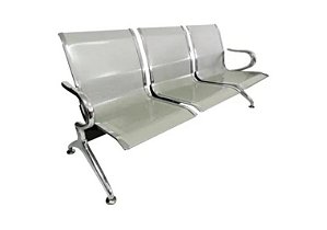 Longarina Qatar de Aeroporto 3 Lugares Cromada