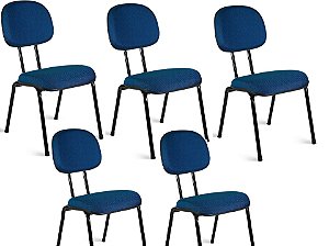 Cadeira de Escritório Secretária Fixa com Pés Palito Estofada frisokar cor azul