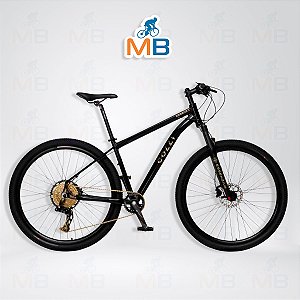 Bicicleta Alumínio Aro 29 Colli Essenza Gold Kit L-Twoo 12 Velocidades, Freio Hidraulico, Garfo Suspensão Com Trava, Quadro 17.0" - Preto, Dourado
