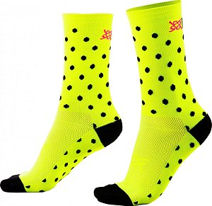Meia HUPI Amarelo Neon Dots - LT para pés menores 34-38