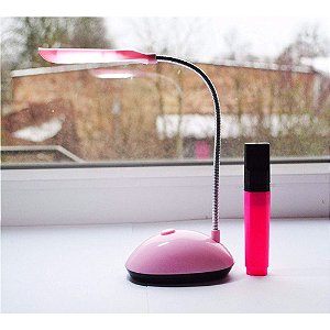 Luminária de Mesa Flexível Sem Fio LED - Mini Abajur Escritório Escrivaninha Suave Econômica Portátil Pilhas