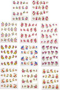 11 cartelas - Adesivo de água - Sortido