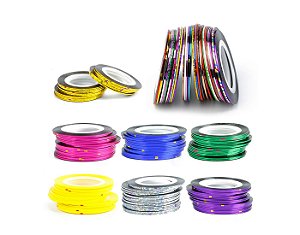 Rolo Fita Adesiva Para Unha Decoração Metalizadas