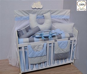 kit berço rolinho menino completo 14 peças