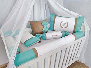 kit berço bege tiffany letra