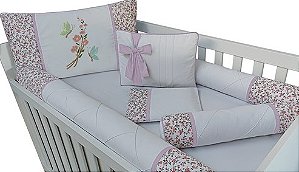 kit berço menina 100 % algodão flor