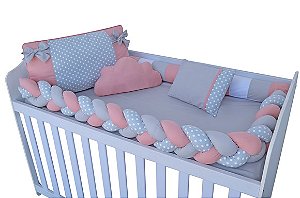 Kit para berço 100% algodão menina rose