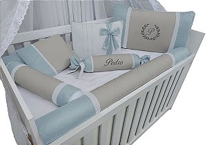 kit berço rolinho personalizado menino azul claro