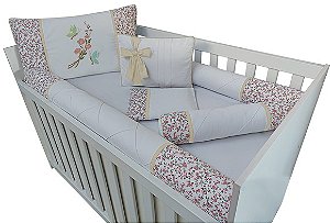 kit berço rolinho menina flor palha