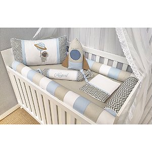 kit berço astronauta azul