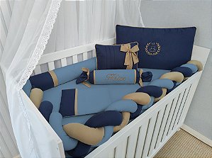 Kit berço menino urso marinho e jeans