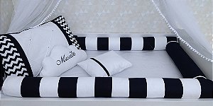 kit berço chevron marinho
