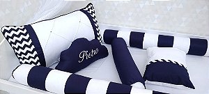 kit berço chevron marinho