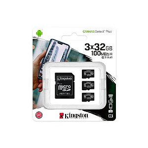 Cartão de Memória 32GB SD Kingston Canvas Select Plus Class 10UHSI Micro+Adaptador SDCS232GB