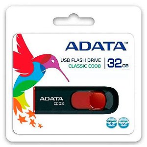Pen Drive Adata AC008 32GB Preto e Vermelho AC00832GRKD