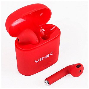 Fone de ouvido bluetooth Easy W1+ TWS True Wireless vermelho Vinik