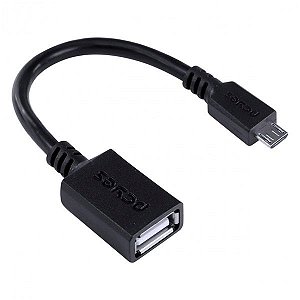 Adaptador OTG micro USB para USB 2.0 15cm preto conexão com celulares e tablets PAMUP-15 PCYES