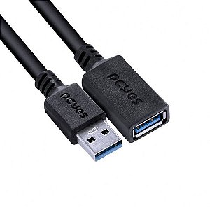 Cabo Extensor USB A 3.0 macho para USB A 3.0 fêmea 28AWG puro cobre 1m PUAMF3-1 PCYES