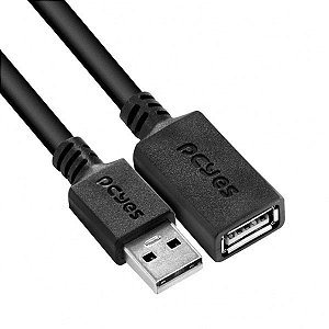 Cabo extensor USB A 2.0 macho para USB A 2.0 fêmea 28AWG puro cobre 1m PUAMF2-1 PCYES