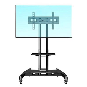 Suporte Pedestal com Rodízios e Altura Regulável de 1120 a 1520mm para TVs a partir de 32" Preto A06V6_PRO ELG