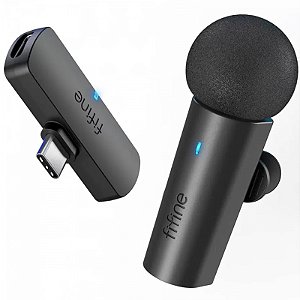 Microfone sem fio Lapela USB-C M6 para Celular Android 2.4ghz Cor Preto Fifine