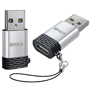 Adaptador USB-A para USB-C OTG HS-223 Prata/Preto Hrebos