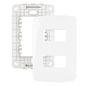 Conjunto Placa 4x2 Com 2 Postos Horiz Branco Com Suporte B3 PA019431 Margirius