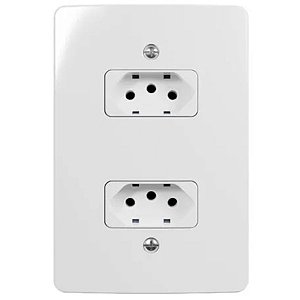 Conjunto 2 Tomadas Padrão brasileiro 2p+T 10a-250v 4x2 Branco Renova PA021376 Margirius